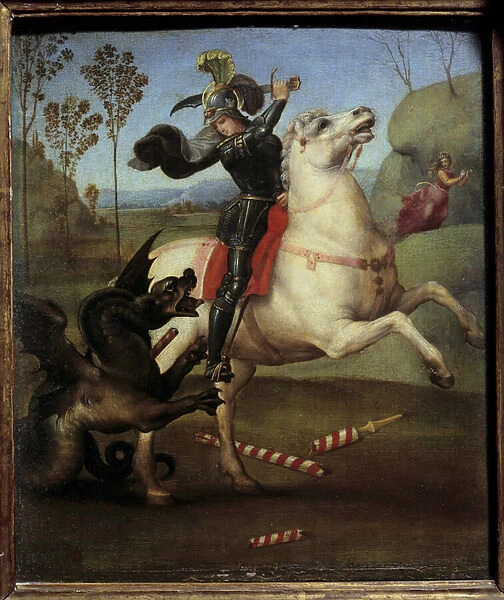 Saint George Fighting with the Dragon Raphael (1483-1520  /  Italian