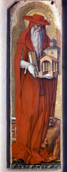 Saint Jerome wearing the costume of the bishop (cap). Predelle Demidoff by Carlo Crivelli