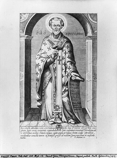 Saint John Chrysostome, 17th century (engraving) (b  /  w photo)