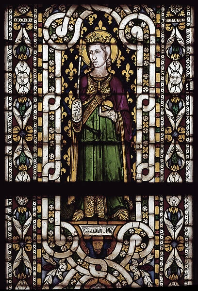 Saint Louis (Louis IX, 1214-1270) - Stained glass by Simone Martini (ca. 1284-1344), cm