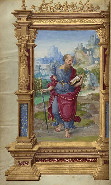 Saint Paul from the Getty Epistles, c. 1528-30 (tempera colors and gold paint on parchment)