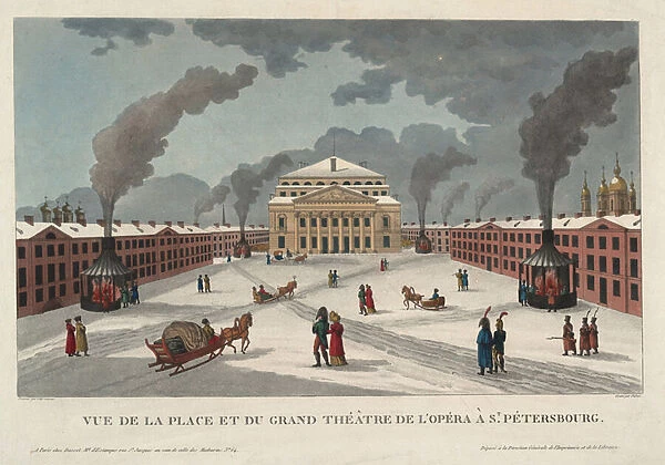The Saint Petersburg Imperial Bolshoi Kamenny Theatre - Courvoisier-Voisin, Henri (1757-1830) - c. 1811 - Etching, watercolour - 41, 7x58 - Private Collection