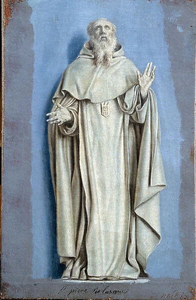 Saint Pierre Nolasque (1189-1256) in ecstasy Painting with camaieu on canvas by Laurent