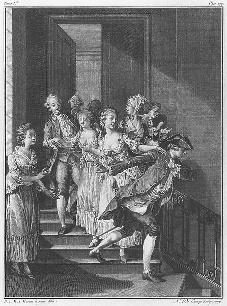 Saint-Preux escaping, volume I, page 279, illustration from La Nouvelle Heloise