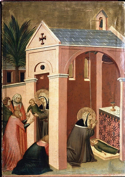 The saint resurrects the son of a gentleman (Polyptych of the life of Saint Humility