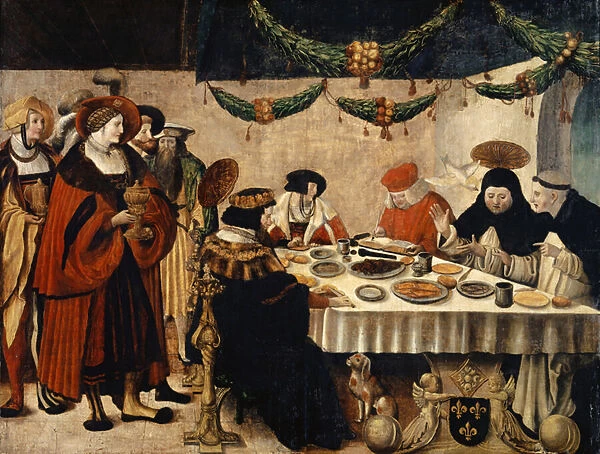 Saint Thomas Aquinas at the Table of King Louis the Saint, 1516-18 (oil on wood)