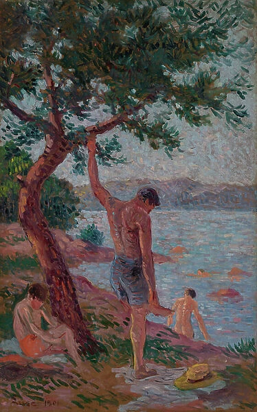 Saint-Tropez, baigneurs sous la pinede, 1901 (oil on cradled panel)