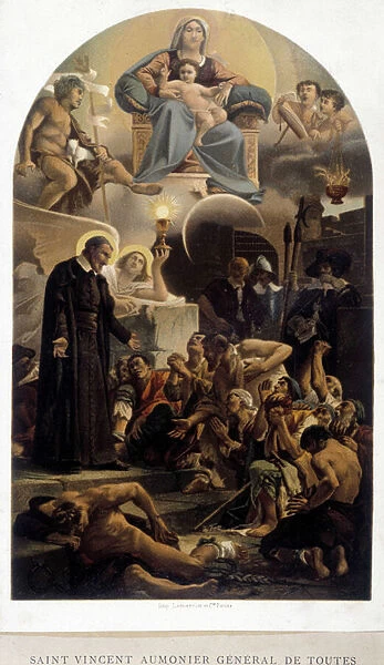 Saint Vincent de Paul chaplain general of the poor (with Virgin and Child Jesus