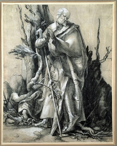 A saint in a wood Study (Ink drawing, 16th century)