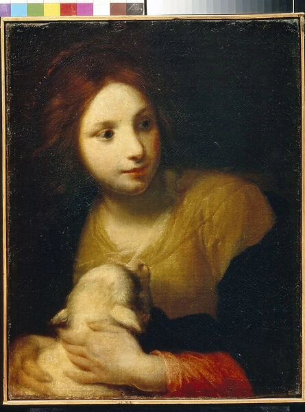 Sainte Agnes. (Agnes de Rome, nee en 290, martyre vers 304). Peinture de Simone Pignoni (1611-1698), huile sur toile. Art italien (Florence), 17e siecle, art baroque. State A. Pushkin Museum of fine Arts, Moscou