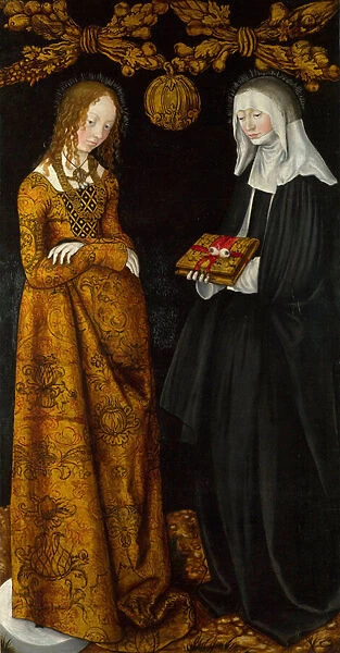 Sainte Christine et sainte Odile. Peinture de Lucas Cranach l ancien (1472-1553), huile sur bois, 1506. Art allemand, 16e siecle, Renaissance. National Gallery, Londres (Angleterre)