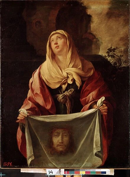 'Sainte Veronique'. Le Saint voile represente le visage du Christ dont Veronique aurait eponge la sueur lors de la montee au Calvaire. Peinture de Jacques Blanchard (1600-1638) 1633-1634 Dim