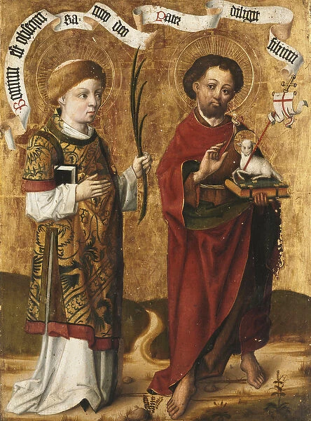 Saints Stephen and John the Baptist (tempera on gold ground panel)