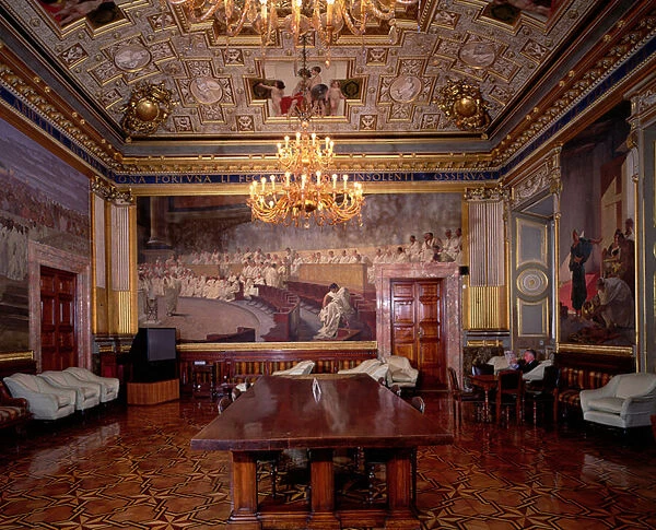 The Sala Maccari (Maccari Room) richly decorated with gilt stucco