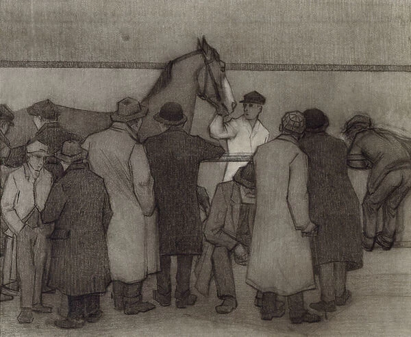 Sale at Wards Repository, No. 2, c. 1918 (crayon & charcoal on paper)