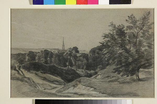 Salisbury Cathedral from Old Sarum, 1811 (pencil on paper)
