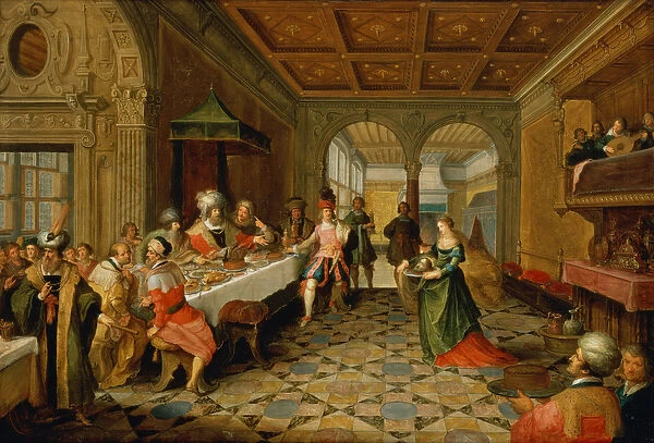 Salome Presenting the Head of St. John the Baptist to King Herod (oil on panel)