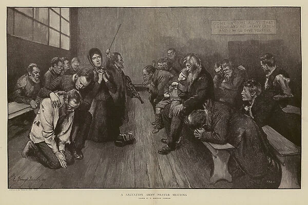 A Salvation Army prayer meeting (engraving)