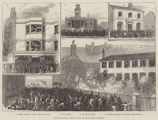 The Salvation Army Riots at Worthing, Sussex (engraving)