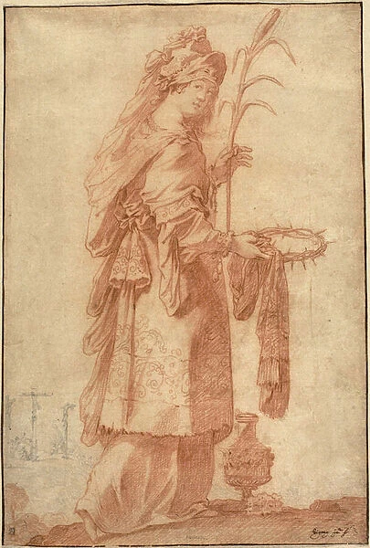 Samian Sibyl, c. 1630 (red chalk with graphite on cream laid paper)