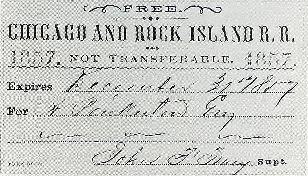 Sample of 19th Century Chicago Rail Tickets, 1850