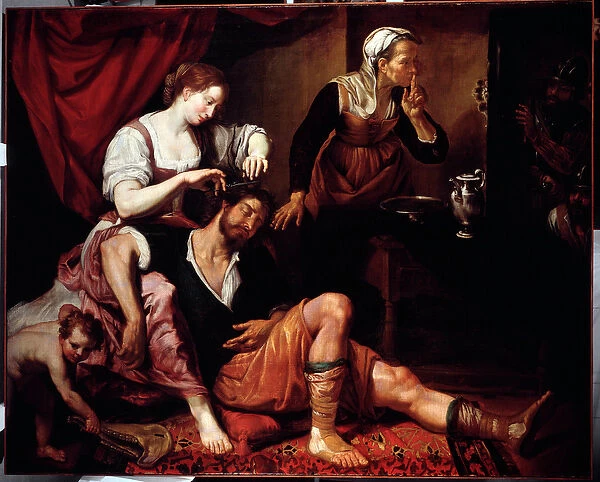 Samson and Dalila (Samson and Delilah) Painting by Domenico Fiasella dit il Sarzana