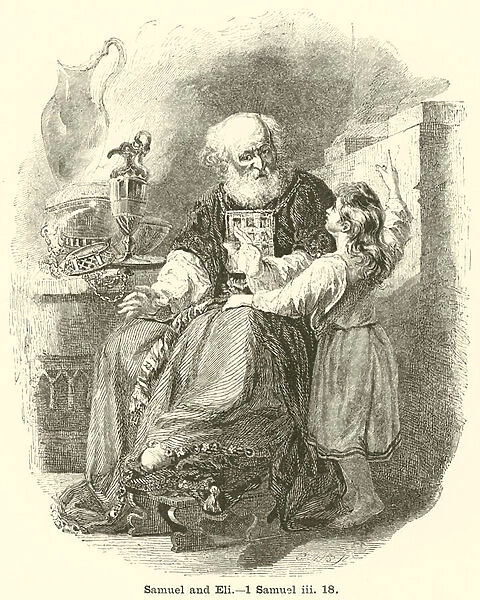 Samuel and Eli, 1 Samuel, iii, 18 (engraving)