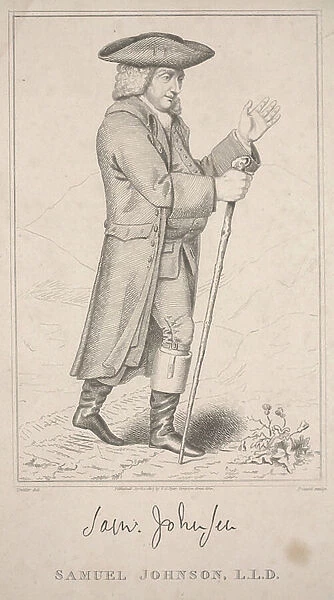 Samuel Johnson, On his Highland tour in 1773, 1817 (etching)