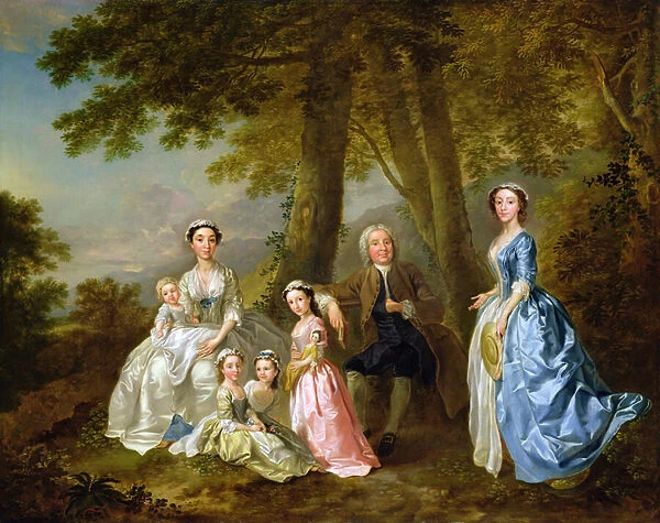 Samuel Richardson seated with his second family (oil on canvas)