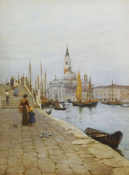 San Giorgio Maggiore from the Zattere, Venice, (pencil and watercolour)