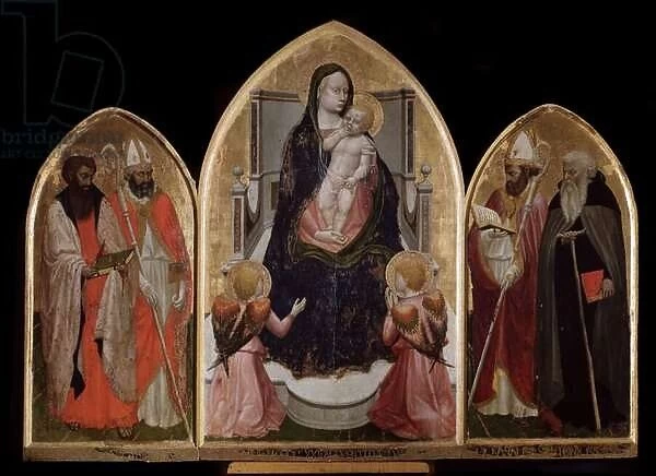 San Giovenale Triptych: Virgin and Child, left panel with Saint Bartholomew