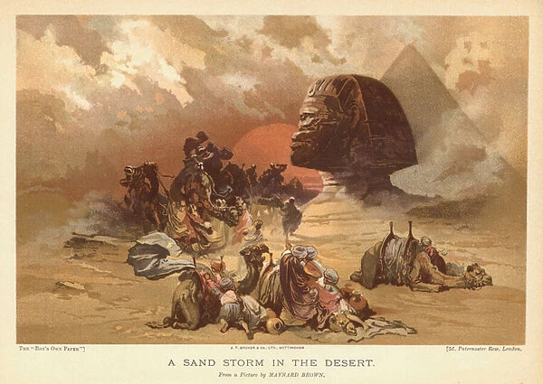 A Sand Storm in the Desert (colour litho)