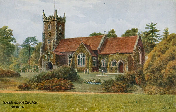 Sandringham Church, Norfolk (colour litho)