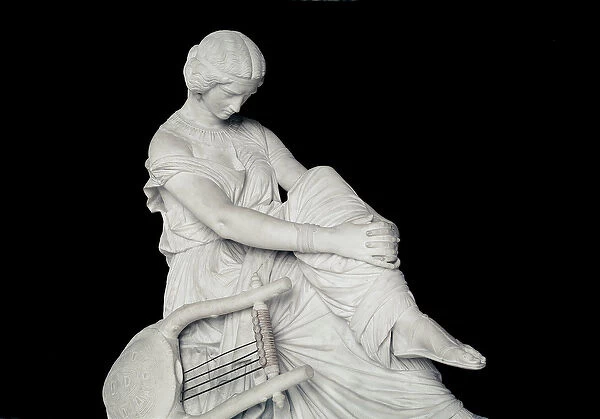 Sapho, Greek poet of Antiquity, 1852 (marble sculpture)