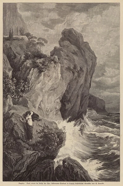 Sappho on the Leucadian cliffs (engraving)