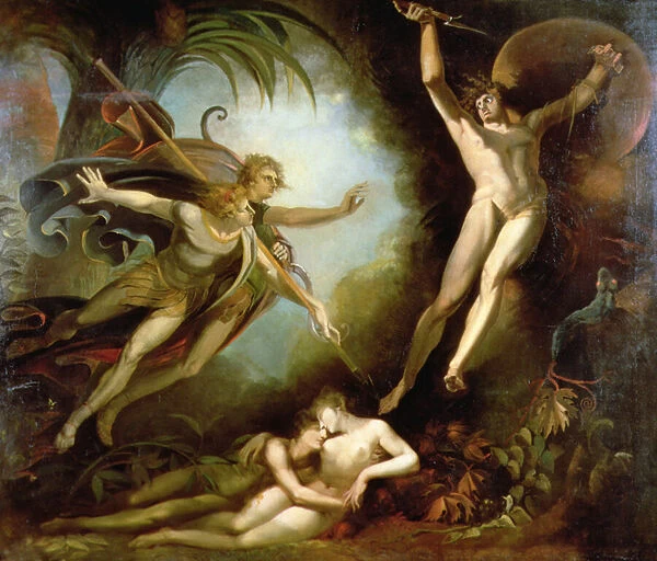 Satan Starting from the Touch of Ithuriels Lance, 1779 (oil on canvas)