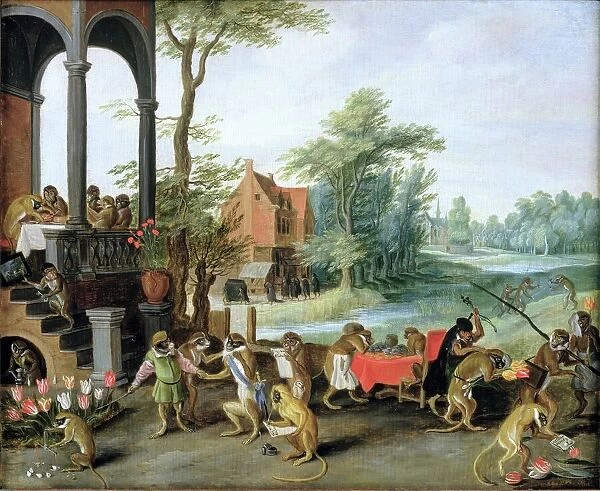 A Satire of the Folly of Tulip Mania (oil on panel)