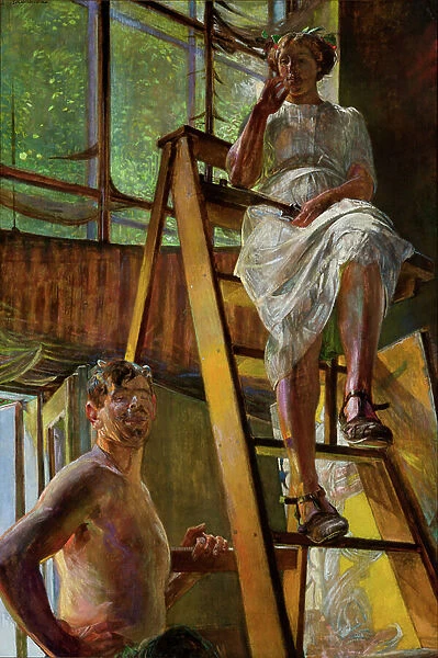 Satyr and a Model, 1913 (oil on canvas)