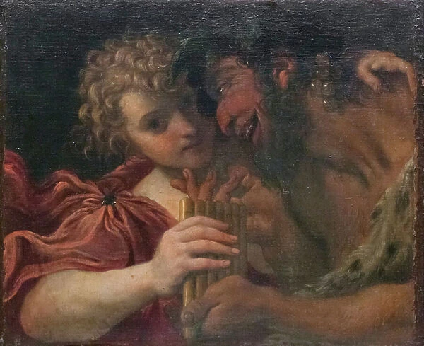 Satyr and shepherd, (painting)