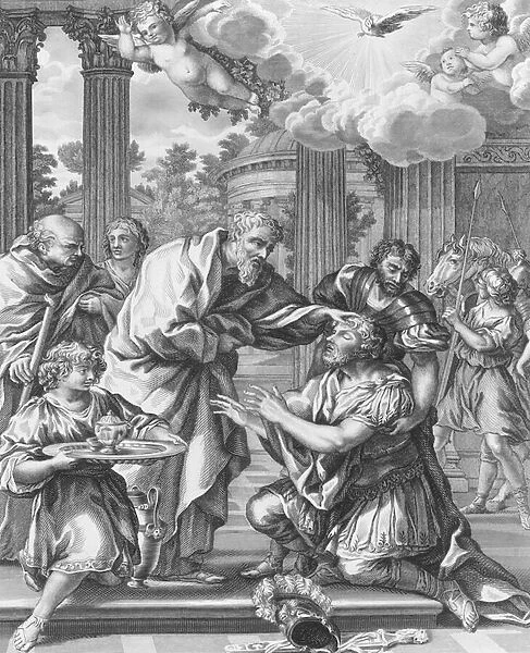 Saul receiving his Sight, Acts, Chapter IX, Verses 10-19 (engraving)