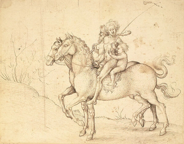 Savages on Horseback (pen and brown ink)