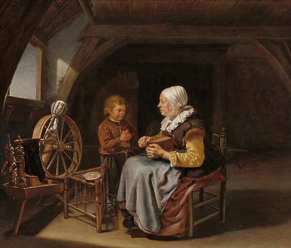 Saying Grace, c. 1650-55 (oil on panel)