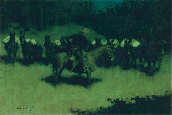 Scare in a Pack Train, 1908 (oil on canvas)