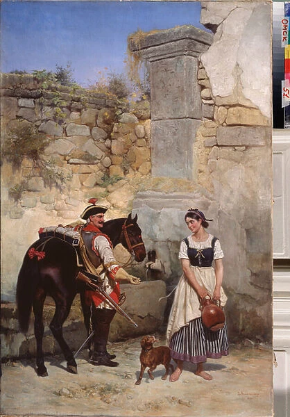 Scene au puits (Scene at the Well) - Peinture de Gottfried (Bogdan Pavlovich) Willewalde (1818-1903), huile sur toile, 1890, art russe 19e siecle - Regional M Vrubel Art Museum, Omsk (Russie)