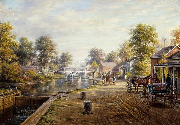 Scene along the Delaware and Hudson Canal, 1907 (oil on panel)