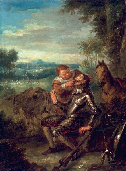 Scene from Don Quixote: Sancho Panza Counts Don Quixotes Teeth, 1735 (oil on panel)