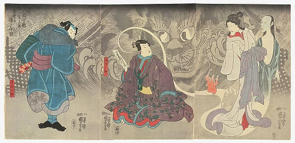 Scene from a Ghost Story: The Okazaki Cat Demon, 7th month, 1847 (ink and colour on paper)