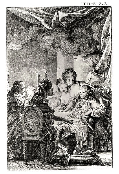 Scene from L Ingenu by Voltaire (1694-1778) (engraving) (b  /  w photo)