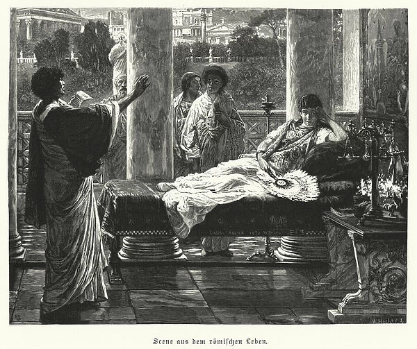 Scene from life in ancient Rome (engraving)