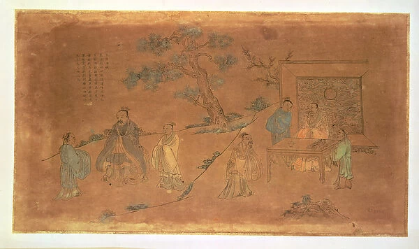 Scene from the life of Confucius (c. 551-479 BC) and his disciples, Qing Dynasty (1644-1912) (ink